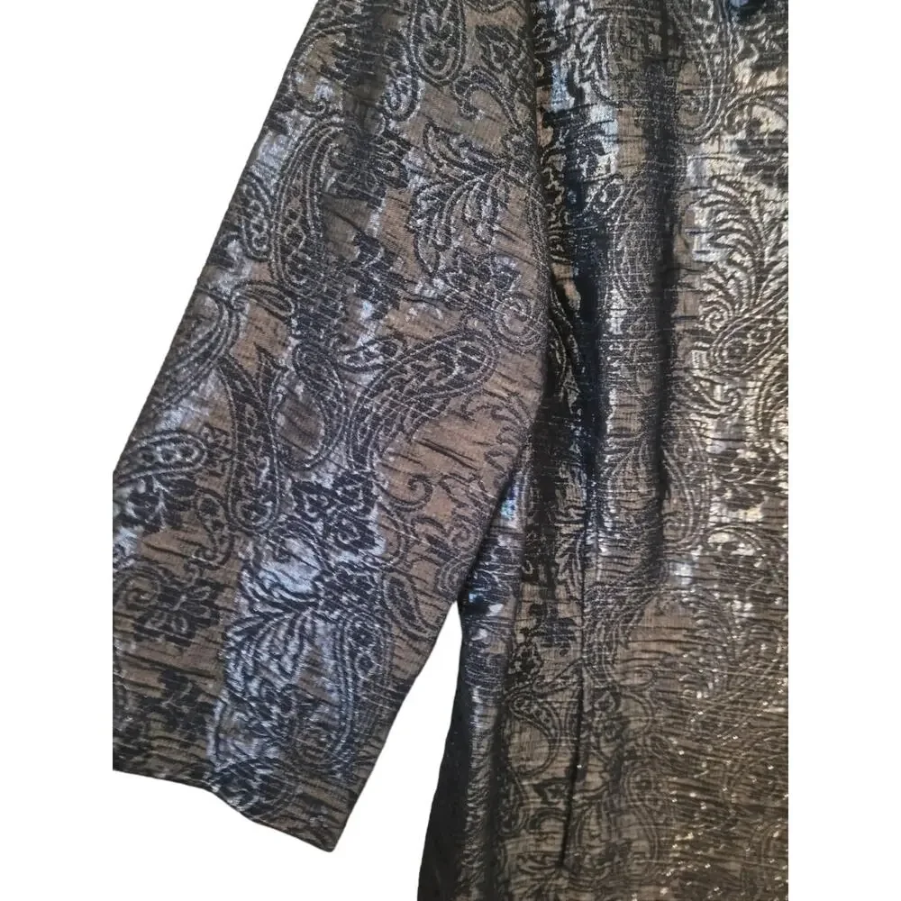 Alfred Dunner Women's 3/4 Length Sleeve Button Down Jacket Metallic Size 16P